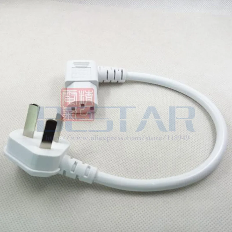 Design do cotovelo 3 plugues pc cabo de alimentação portátil computador iec320 c13 cabo curto 20cm ângulo esquerdo