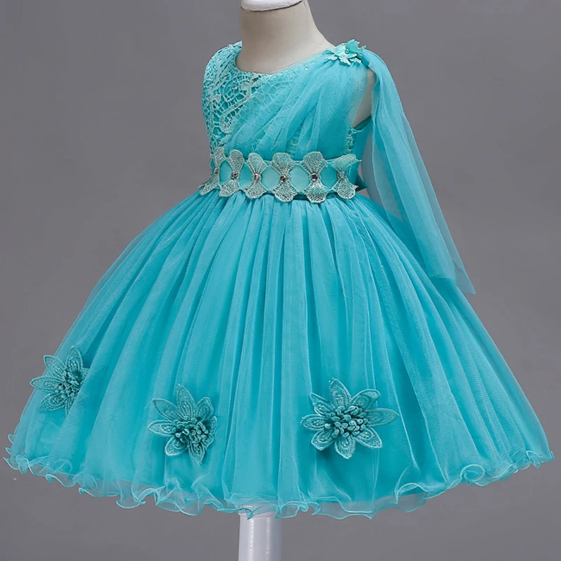 2024 Baby Girls Flower Layered Dress Kids Embroidered Appliques Wedding Princess Party Tutu Black Dresses Girls Frocks Vestido