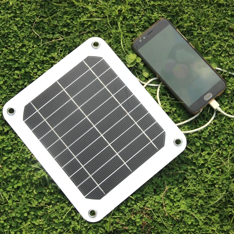 BUHESHUI 8 Inch Cooling Ventilation Fan USB 5W 6V Mono Solar Powered Panel Iron Fan for Home Office Outdoor Traveling Fishing