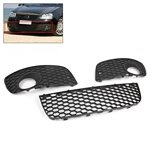 

Lower Bumper Center Mesh Grille Grill+Fog Light Cover for VW GTI Gli Jetta MK5