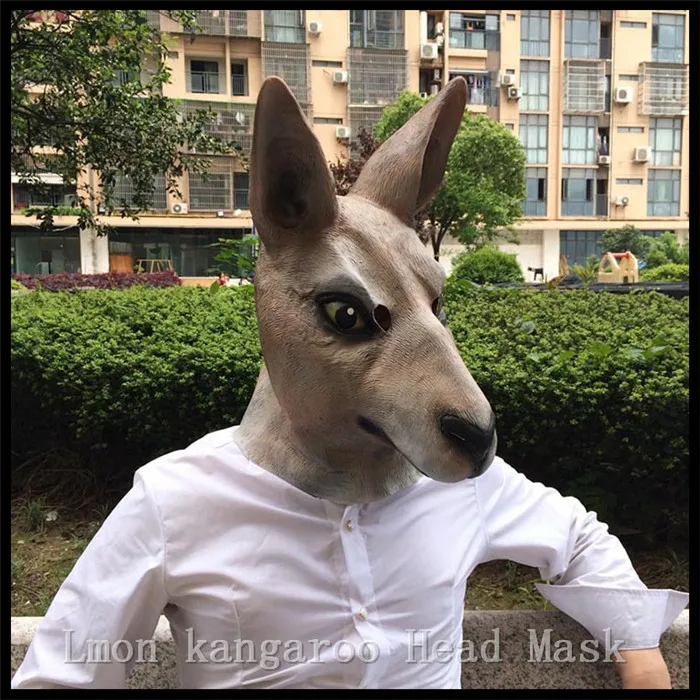 100% Natural Eco-friendly Deluxe Quality Latex Accoutrements Kangaroo Mask for Halloween Party Cosplay Animal Full Head Mask