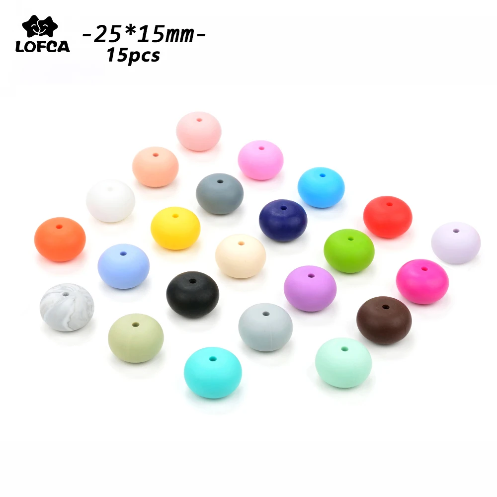 

LOFCA 15pcs/lot Abacus Loose Silicone Teething Beads Elegant Beaded Necklace Silicone Chew Bead For Baby Silicone Necklace