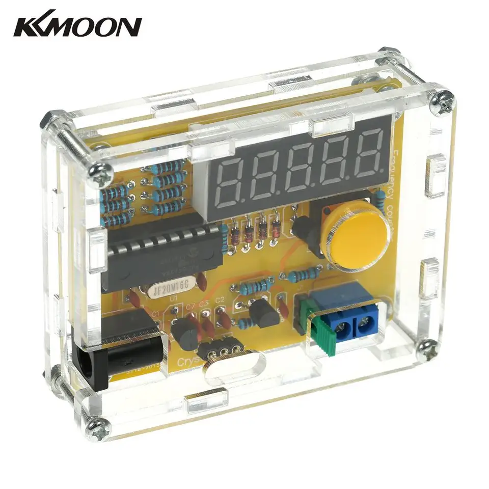 DIY-Frequenzentester, 1Hz-50MHz Frequenzmesser mit transparentem Gehäuse DIY-Frequenzentester, 1Hz-50MHz Frequenzmesser mit transparentem Gehäuse