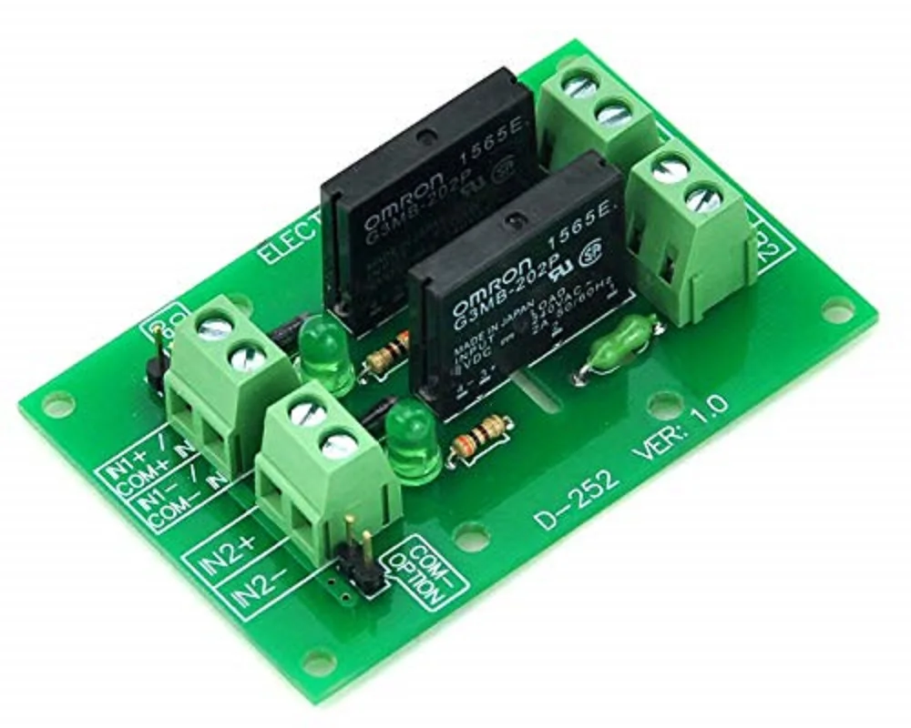 

Electronics-Salon DC24V 2 Channels DC-AC 2Amp G3MB-202P Solid State Relay SSR Module Board.