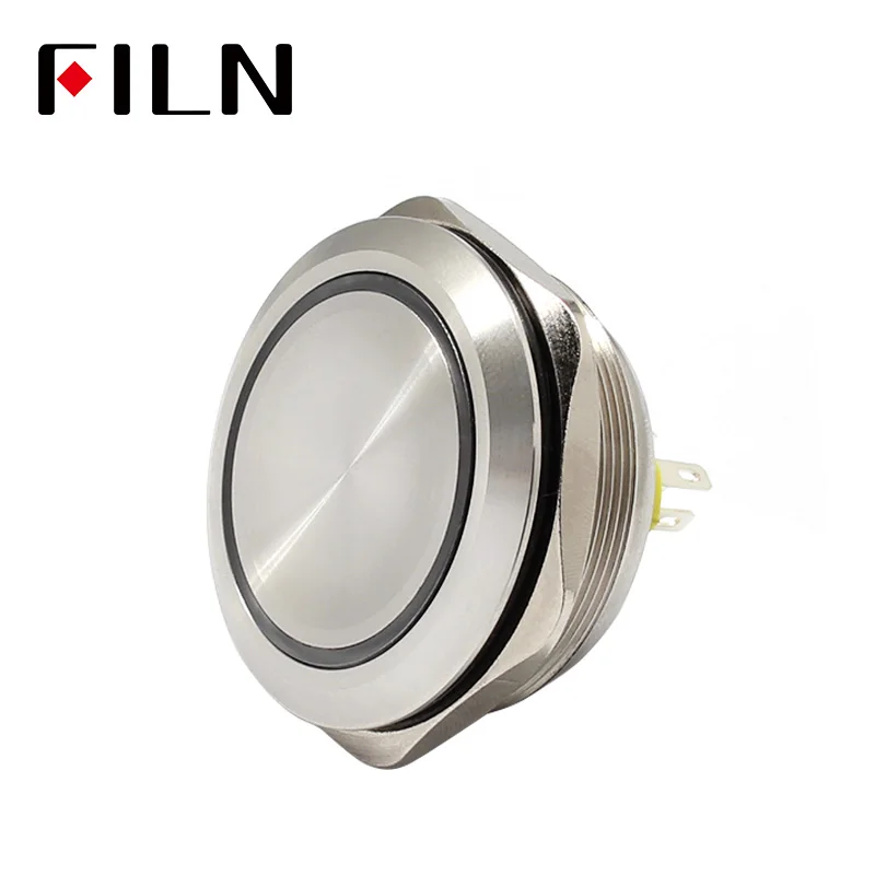 40mm stainless steel ring lamp  6v 12v 24v 220v  green white yellow red momentary latching 1no1nc led metal push button switch