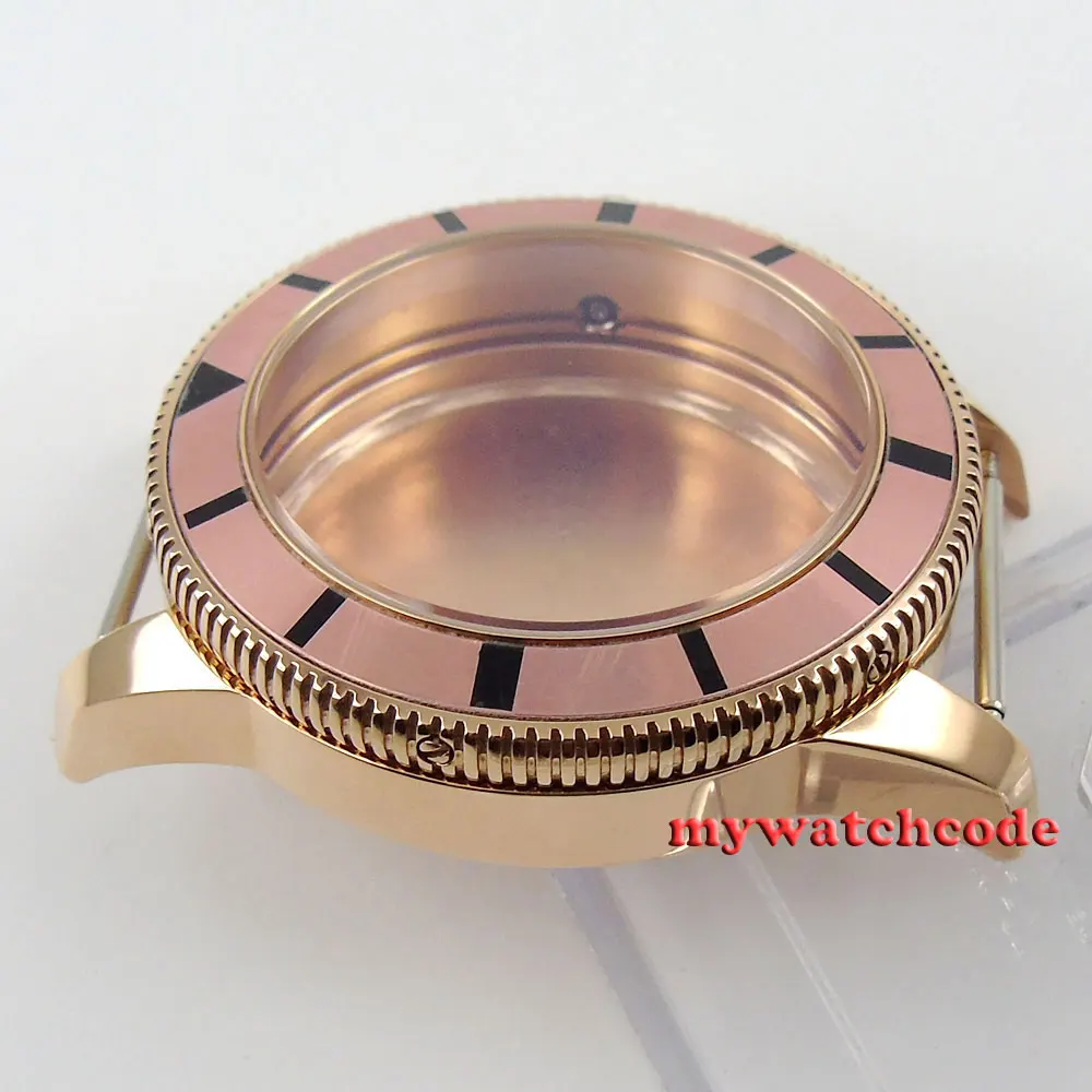 Bliger-caja de reloj chapada en PVD, accesorio de 46mm, 361L, oro rosa/Negro, inserto de bisel de aleación, compatible con MIYOTA 8215 ETA 2836, movimiento automático
