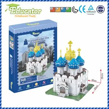 World Famous Architecture Free Shipping Cathedral of the Dormition Educator 3D puzzle Buliding model 3D puzzle game  for  Adult