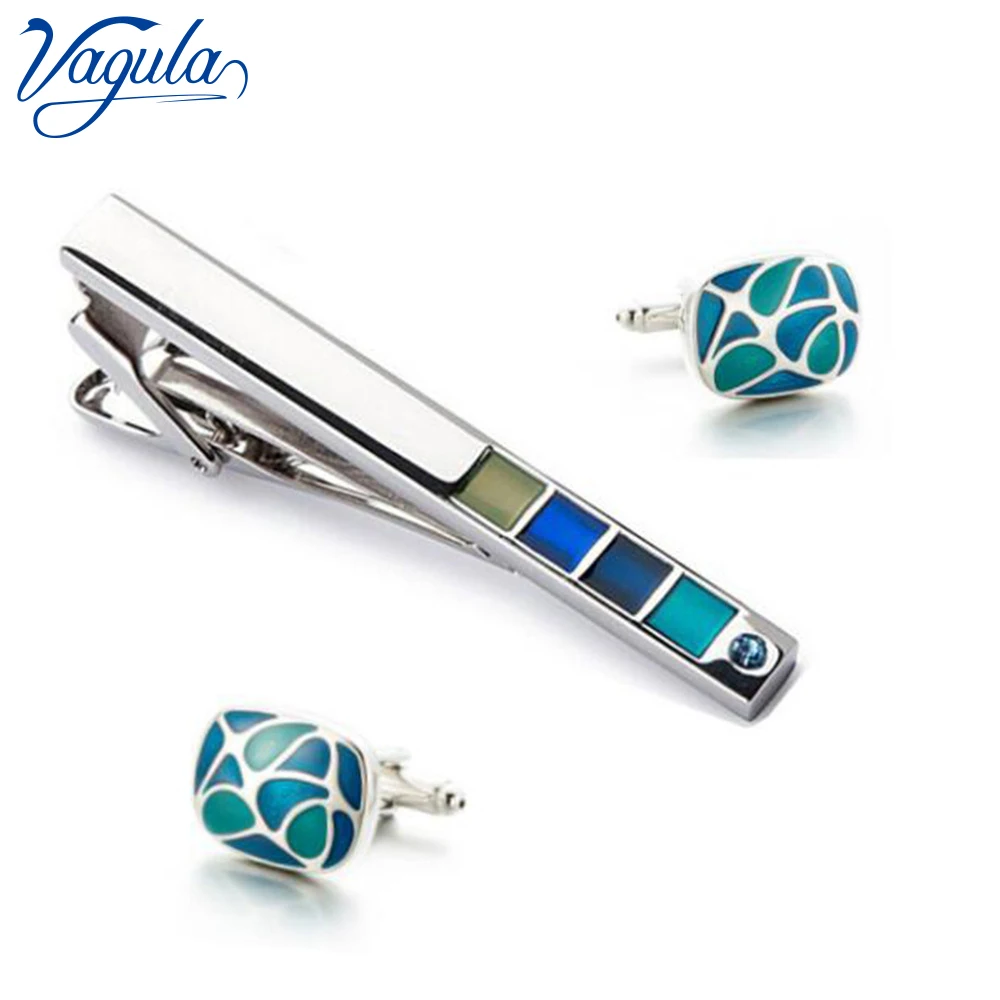 

VAGULA Spinki Cufflinks Tie Clip Set Top Luxury Brand Bonito Gemelos Necktie Tie Bar Designed Clasp Tie Pin 12A