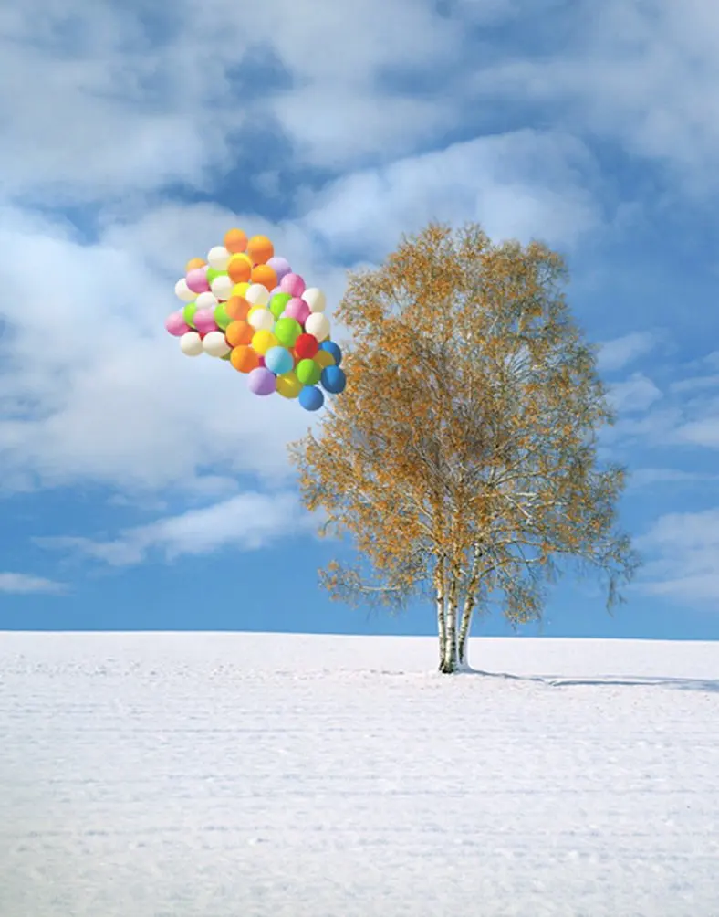 5x7ft błękitne niebo balon drzewo fotografia tła rekwizyty fotograficzne tło studyjne