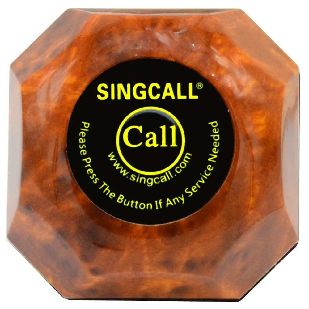 SINGCALL-botón de llamada inalámbrico para restaurante, sistema de llamada de camarero, buscapersonas con botón de cuidado, Color madera, appe560