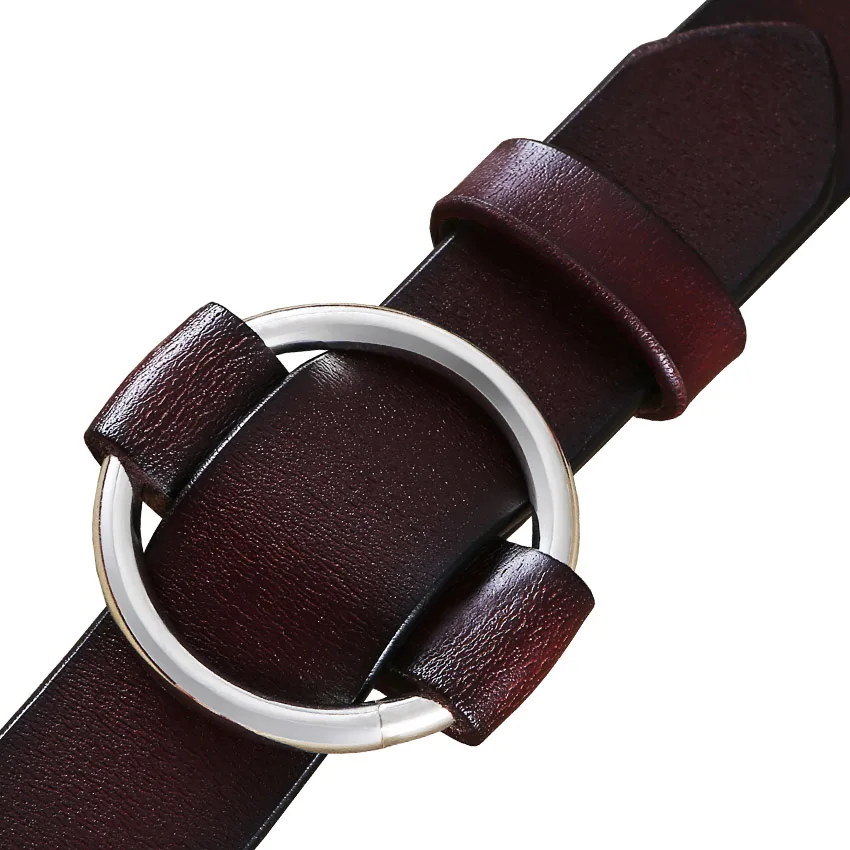 Fashion Round Ring buckle belt woman Genuine leather belts for women Quality cow skin strap female girdle for jeans width 2.8 cm