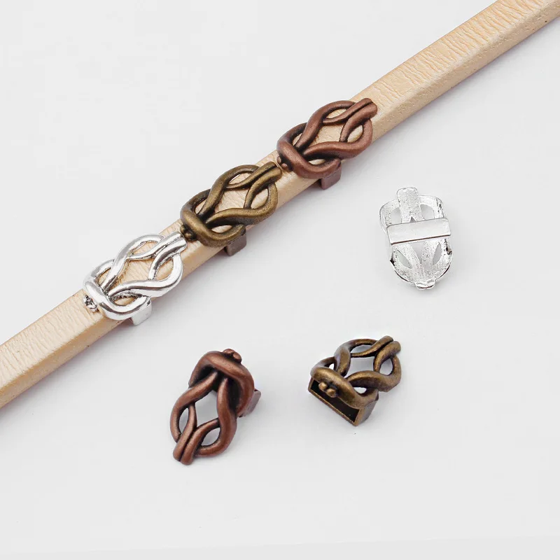 10pcs Jewelry Findings Knot Charms Slider Beads Spacer For 10x6mm Licorice Leather Cord Bracelet Jewelry Making Accessories