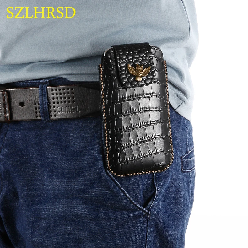 Szlhrsd capa artesanal em couro legítimo para homtom ht70 s12 h10 s99 ht20 pro bolsa com cinto e capa para telefone