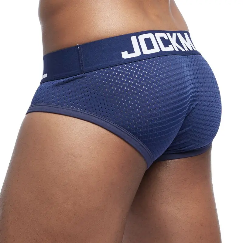 JOCKMAIL 2019 New Mesh Men Underwear Sexy Men Briefs Breathable Low waist Mens Slip Cueca Gay Male Panties Underpants men Shorts