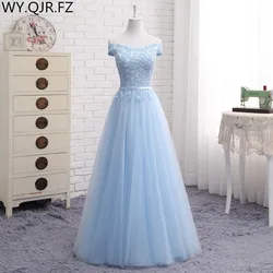 WYHS-90L#Lace up Off Shoulder Long middle short blue Bridesmaid Dresses 2020 new Sister group Custom party prom dress toast suit