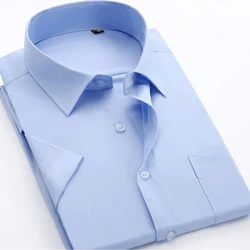 Camisas casuales de manga corta para hombre, camisas de vestir formales de negocios, ropa de trabajo de estilo clásico, Color sólido