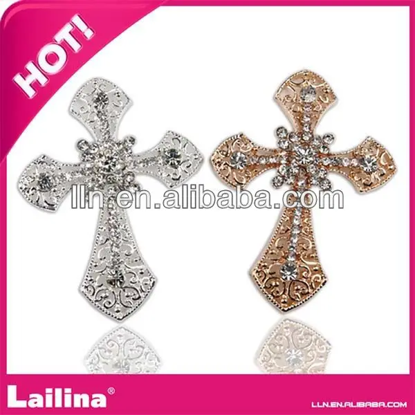 Fashion Charms Alloy Rhinestone Large Silver Gold Cross Garment Handbag Necklace Charms Locket Jewelry Pendant Free Shipping