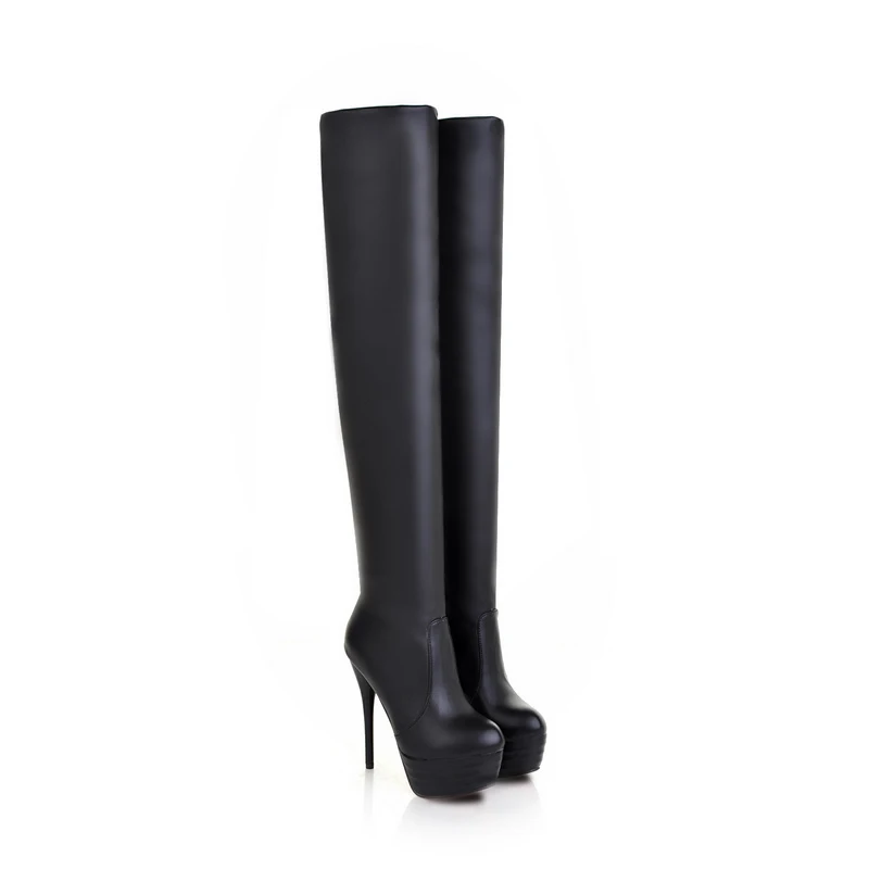 MORAZORA 2021 Size 34-46 New spring autumn thigh high women boots platform round toe 13cm thin high heels over the knee boots