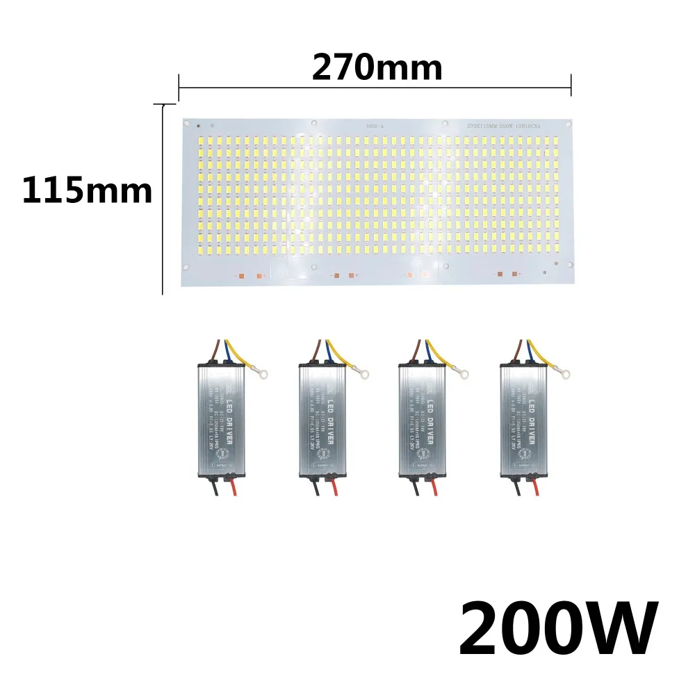 50W 100W 150W 200W LED SMD5730 Chip Lamp Bead With LED Driver High Power LED Floodlight 30-36V For Indoor Outdoor DIY PCB Kit