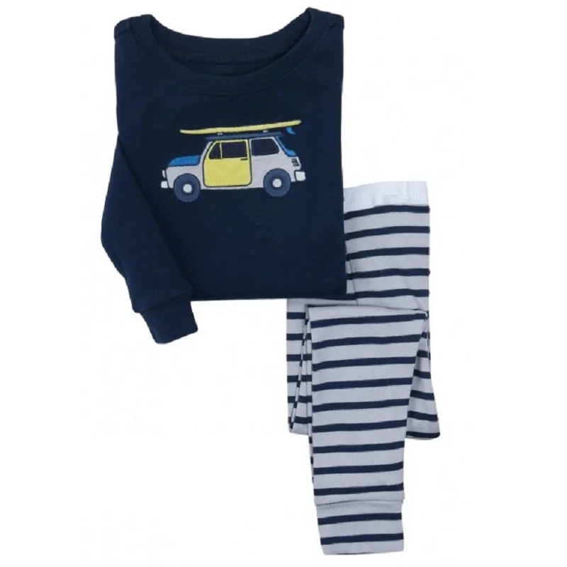 Digger Vehicle Baby Boys Clothes Suits 100% Cotton Children Pajamas Kids Sleepwear Sets Nightgown PJ'S Long Tees Shirts Pant Set