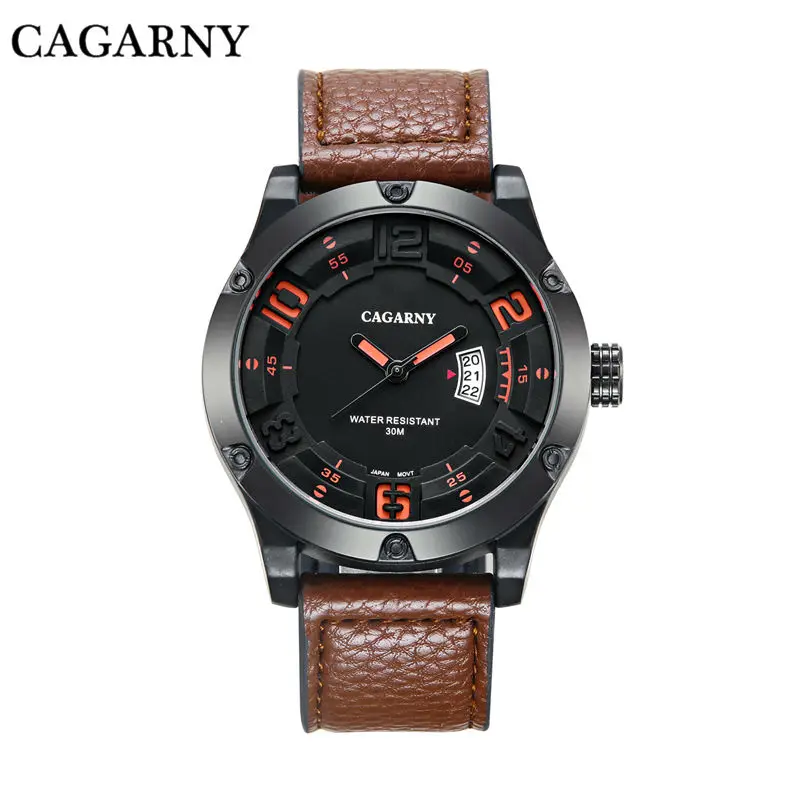 Luxury Watch Men Cagarny Mens Sports Watches Men's Quartz Wrist Watch Date Clock Man Leather Army Military Relogio Masculino New