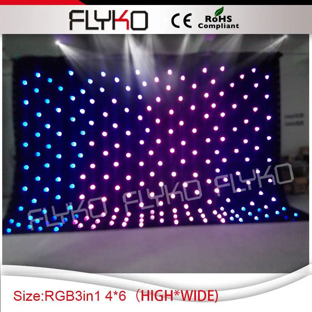 Free shipping 4M*6M RGB 3 in 1 led cloth curtain 2% spare parts