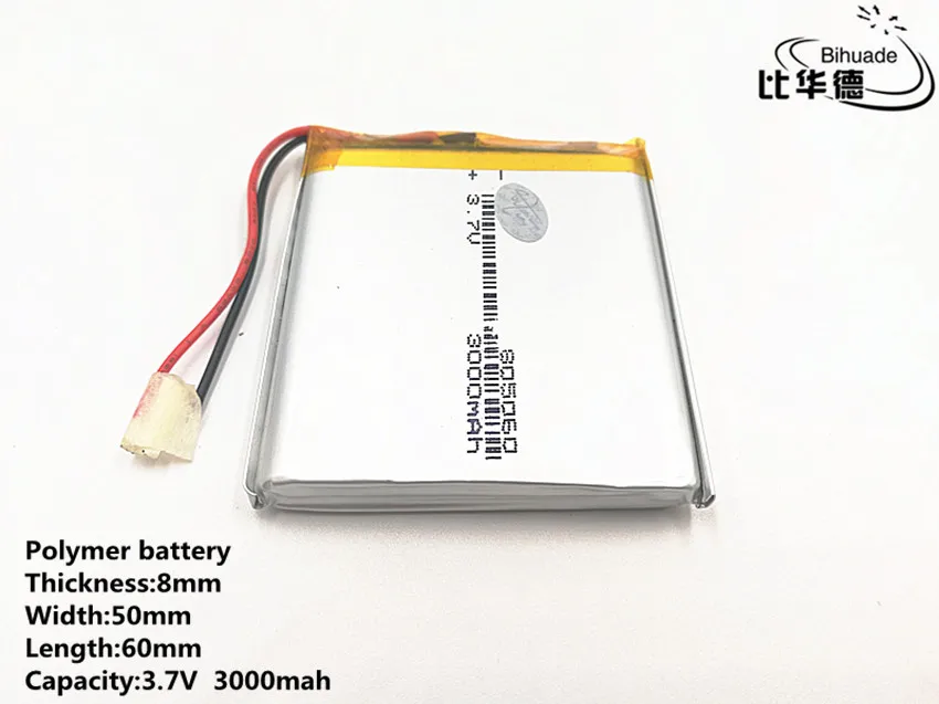 2 sztuk/partia dobrej jakości 3.7 V, 3000 mAH, 805060, polimerowa bateria litowo-jonowa/akumulator litowo-jonowy do TOY, POWER BANK, GPS, mp3, mp4