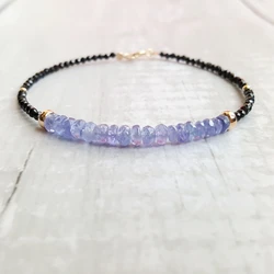 Lii Ji Tanzanite Black Spinel Bracelet Natural Stone 925 Sterling Silver Gold Plated Sparkling Delicate Jewelry Dropshipping