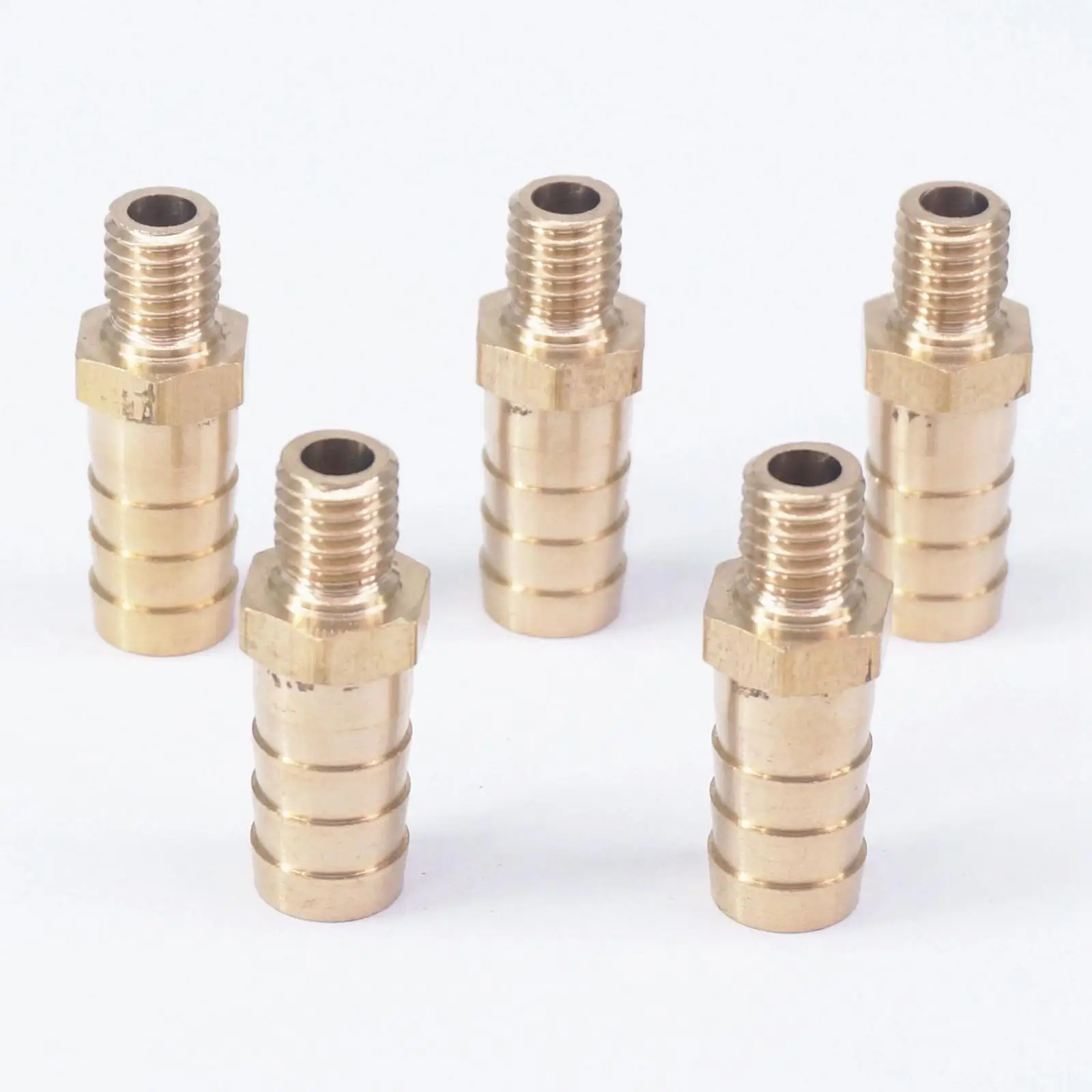 

LOT 5 Hose Barb I/D 10mm x M8 Metric Male Thread Brass coupler Splicer Connector fitting for Fuel Gas Water