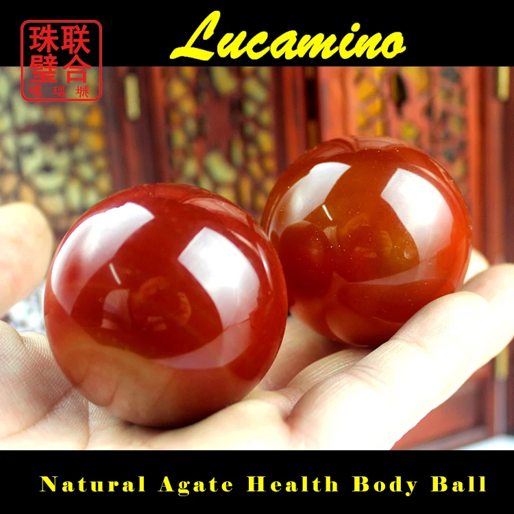 Natural Agate Health Body Ball, Crystal Handball, Jade Gift for the Elderly, Practical Hand Grip Ball, Solid Balls, 1 Pair/Lot