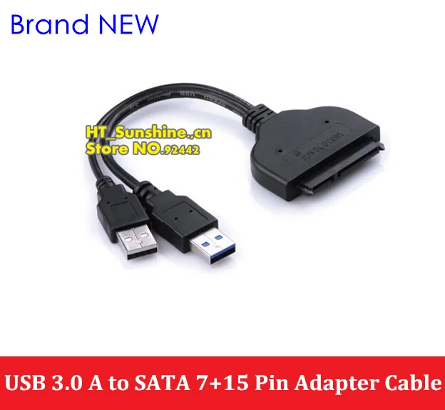 

50PCS NEW USB 3.0 to Sata 7+15 pin Adapter Cable with Power for 2.5"/1.8" SSD HHD Hard Drive Disk