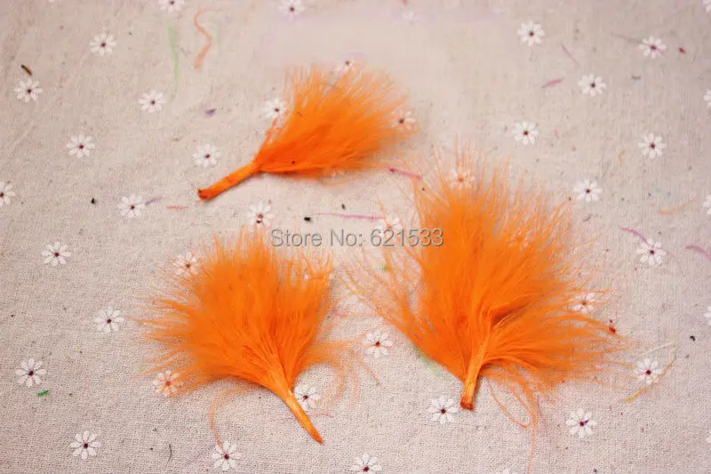 

500Pcs/lot 5-10CM Orange BLOOD QUILL Marabou Turkey Feathers for earrings,hair pieces and bridal creations