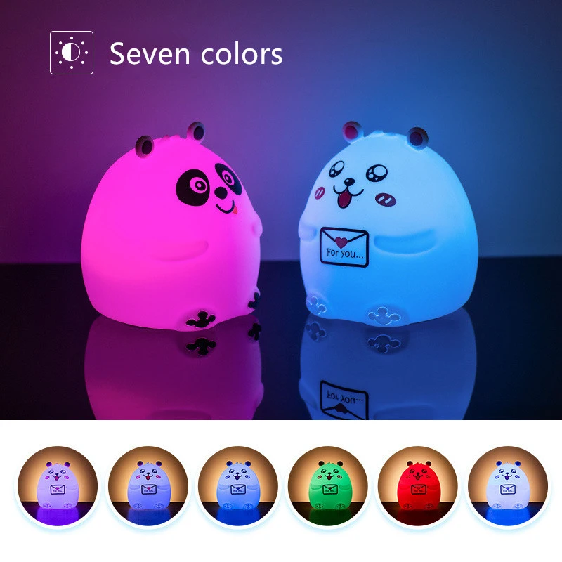 

Creative Bear Silicone Night Light USB Charging Pat Girl Child Room Bedside Atmosphere Girl Heart Gift Holiday Lights Toy