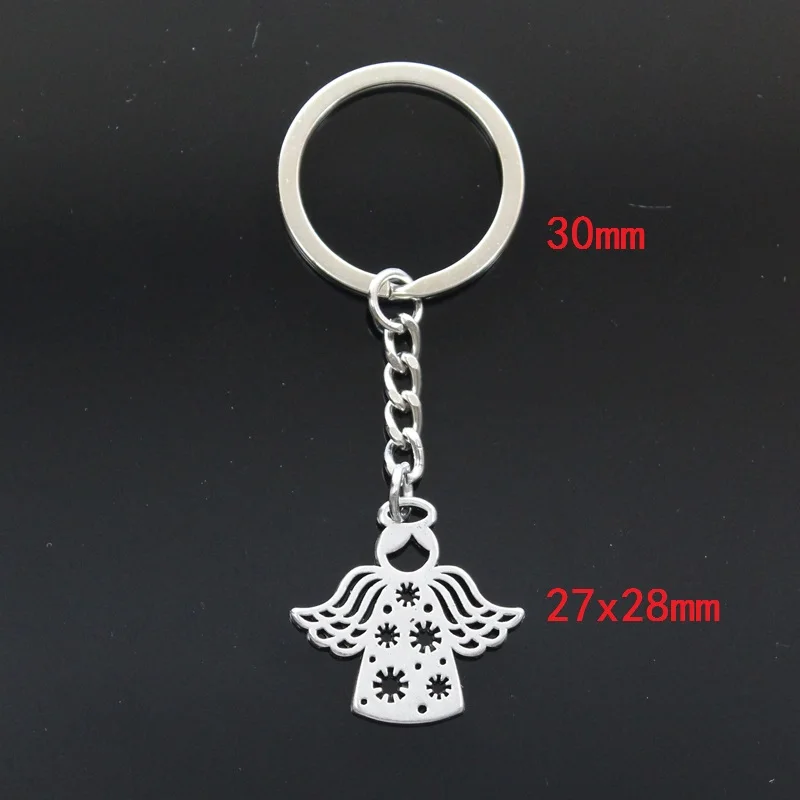 New Keychain 27x28mm Nowflake Angel Snow Heart Love Pendants DIY Men Car Key Chain Ring Holder Keyring Souvenir Jewelry Gift