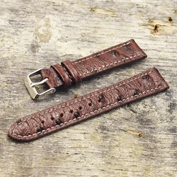 Onthelevel Genuine Retro Leather Watch Strap 18mm 20mm 22mm Ostrich Pattern Watchband With Quick Release Spring bar#C