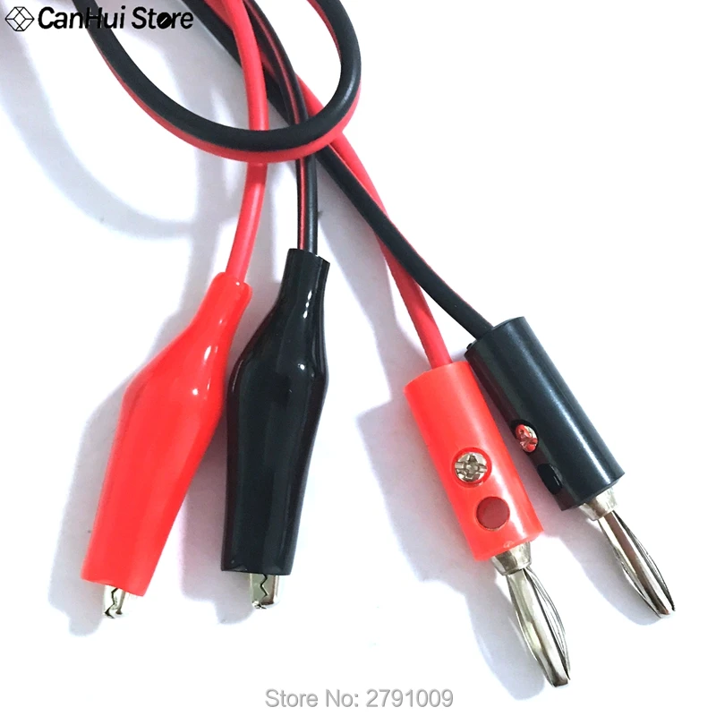 1M Alligator Cilp to AV Banana Plug Test Cable Lead Connector Dual Tester Probe 35mm Crocodile Clip for Multimeter Measure Tool