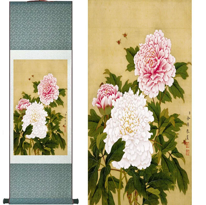 penoy  flowers  Painting Home Office Decoration Chinese scroll painting Chinese flower paintingPrinted painting