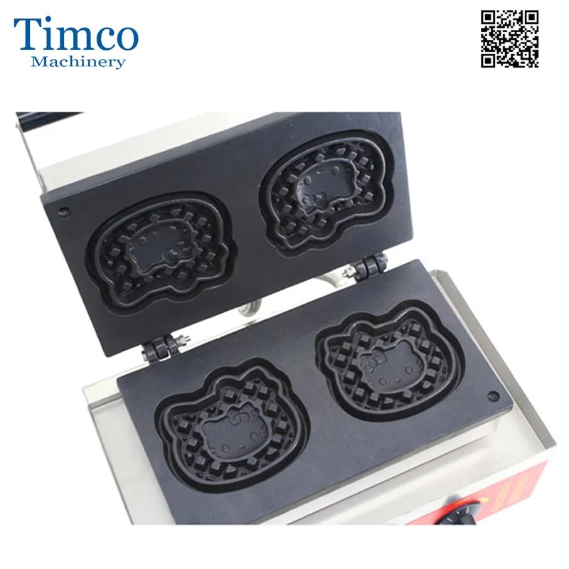 TIMCO Cartoon Cat Waffle Making Machine Electric Kitten Shape 2PCS Waffles Baker Maker