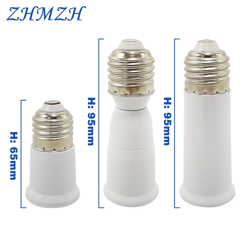 E27 To E27 Lamp Base Converter 65mm 95mm Lamp Holder Extender E27-E27 Lamp Socket Adapter Flame Retardant For LED Bulb