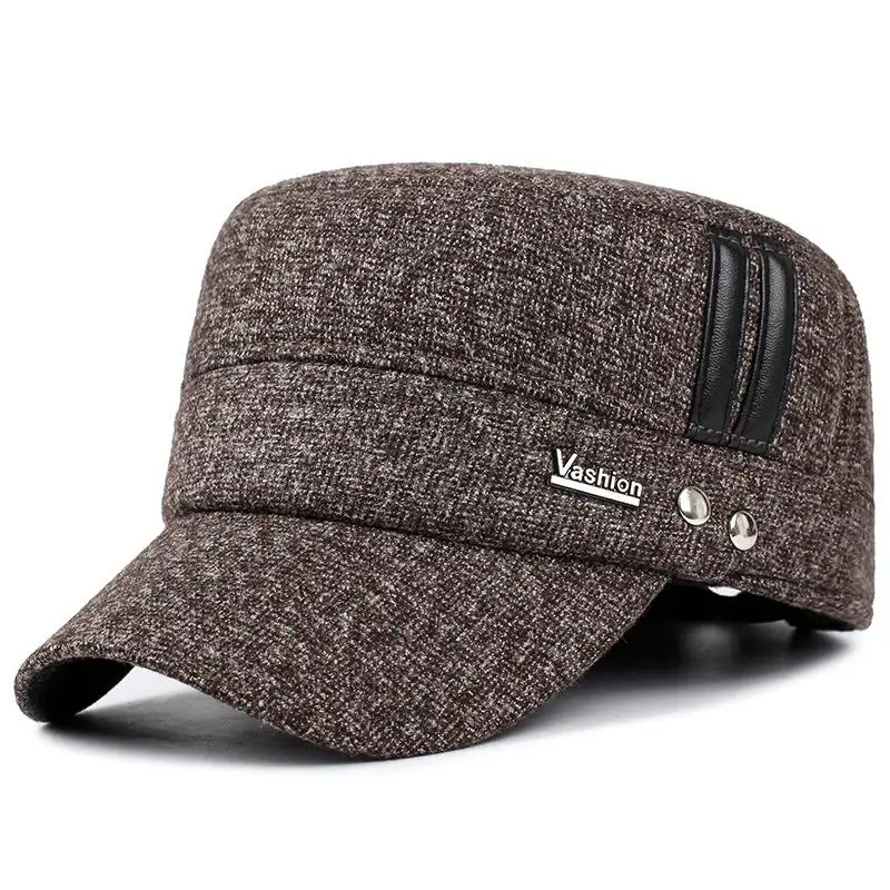 

Ear Protection Winter Hat Man Keep Warm Hat Winter Cap Thick Cotton Warmth Windproof Bone Visor Wool