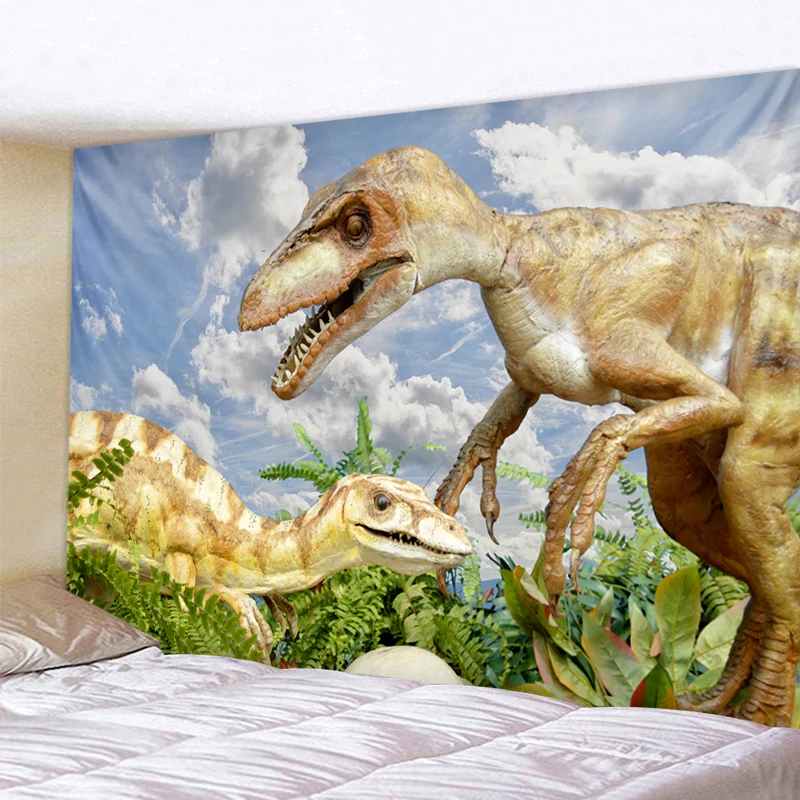 Tapiz de dinosaurios para colgar en la pared, hojas decorativas para el hogar, toalla de playa, esterilla de Yoga, manta, mantel, tapiz de pared