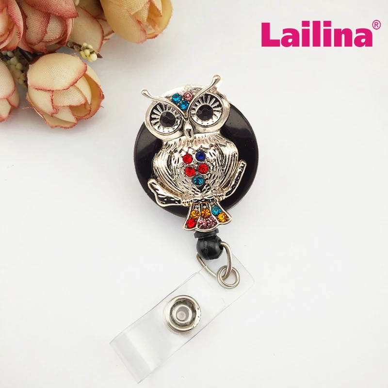 

20pcs/lot New Silver Owl ID Decorative Badge Holder Doctor Pull Reel Metal Bird Retractable ID Badge Holder