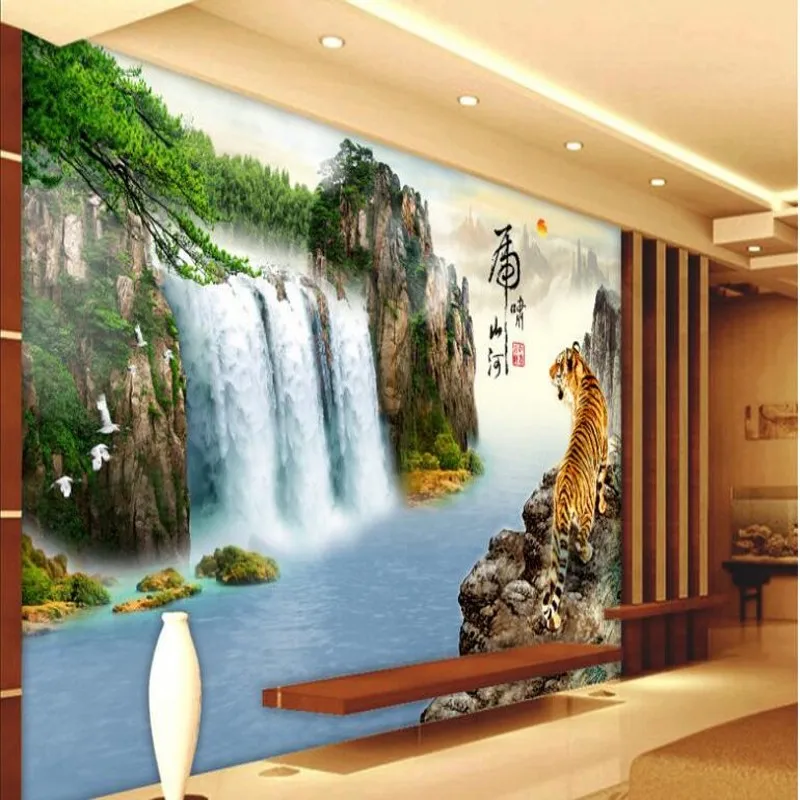 

wellyu Customized large - scale murals Tigers mountain Chinese TV background wall wallpaper papel de parede para quarto