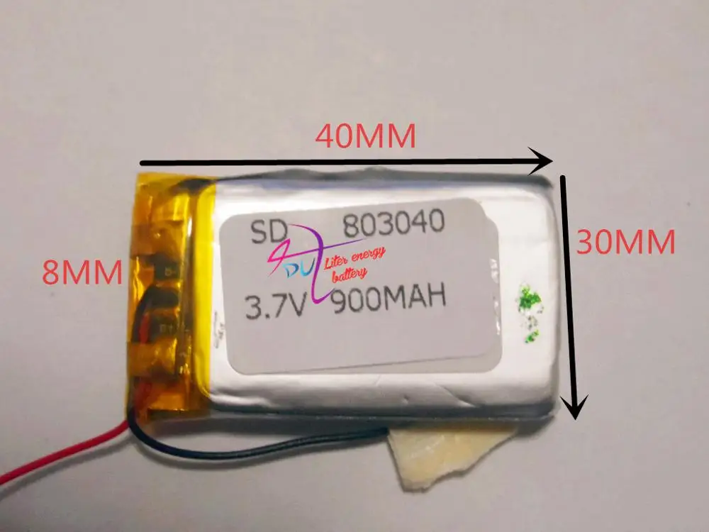 Tamaño 803040   batería de la tableta de 3.7V 900mah con el tablero de protección para los productos de Digitaces de Bluetooth GSP