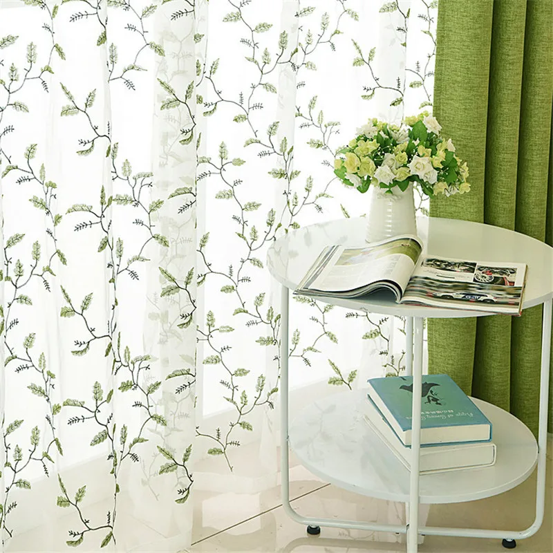 Green Curtains Customize Cortinas Para Salon and Tulle Elegant Faux Cotton Linen Living Room Curtain for Kitchen  Custom Made