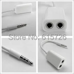 

100pcs/lot Black/White 3.5mm One in two couples audio line Earbud Headset Headphone Earphone Splitter For Phone 6 5S 4S MP3 MP4