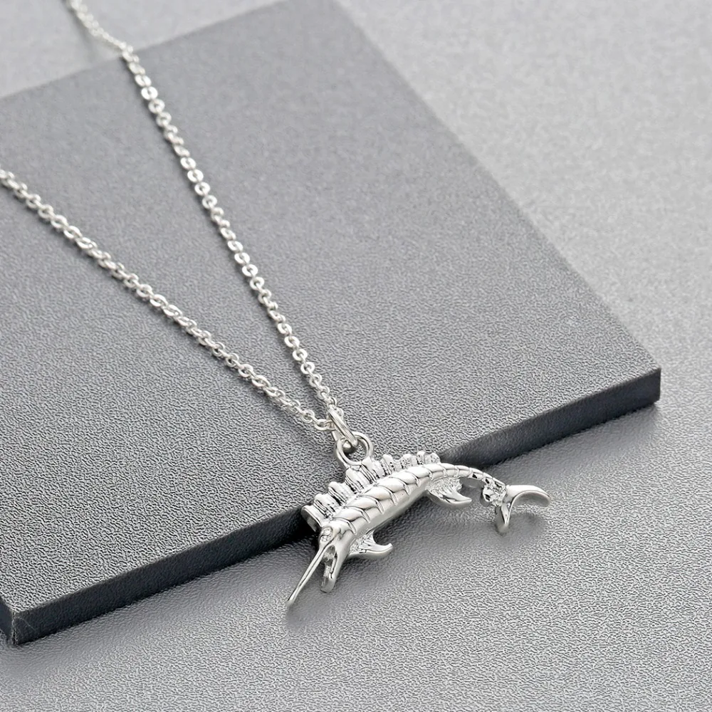 Chandler Alloy Zinc Marlin Fish Necklace Sea Animal Fishing Nautical Colier Neo-gothic Swordfish Fashion Jewelry Factory Price