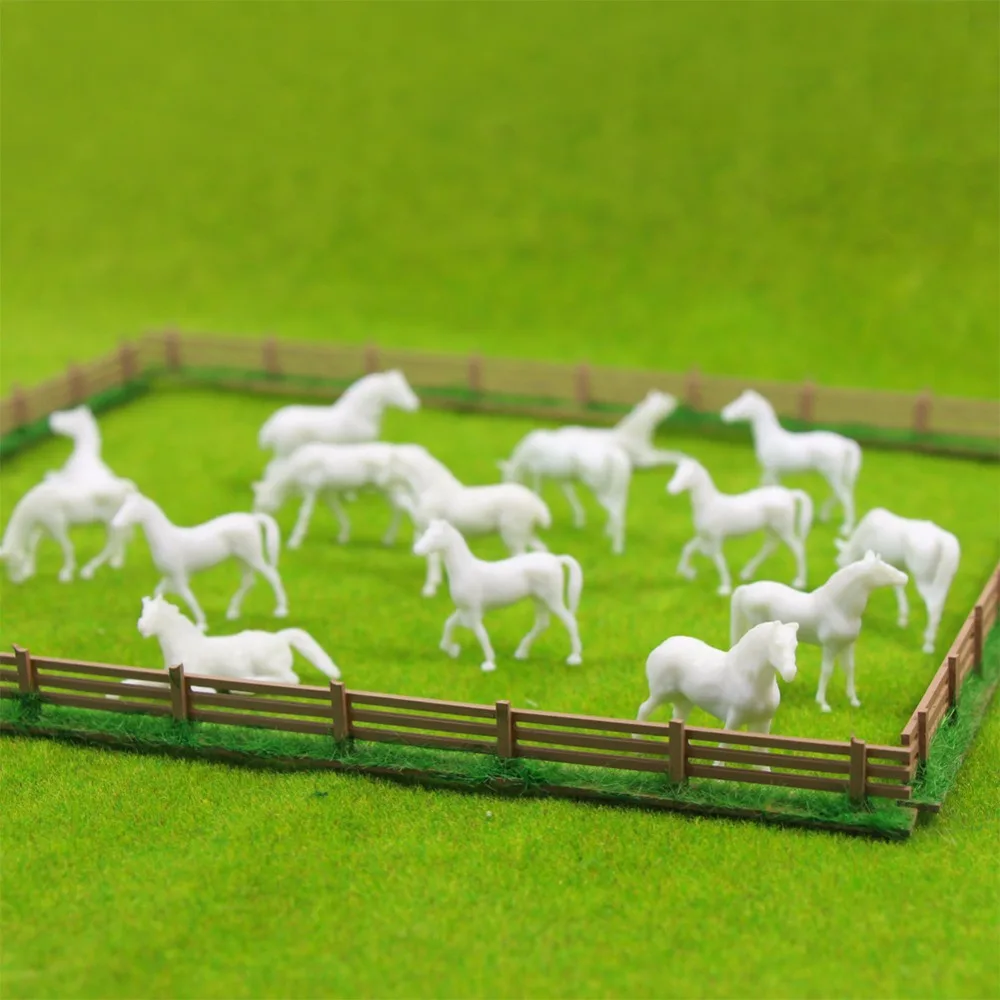 

100pcs HO Scale 1:87 Unpainted Farm Horse White Model Horses Different Poses AN8702B