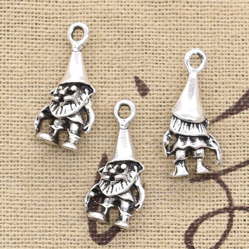 12pcs Charms Christmas Santa Claus 28x11x7mm Antique Silver Color Pendants Making DIY Handmade Tibetan Silver Color Jewelry