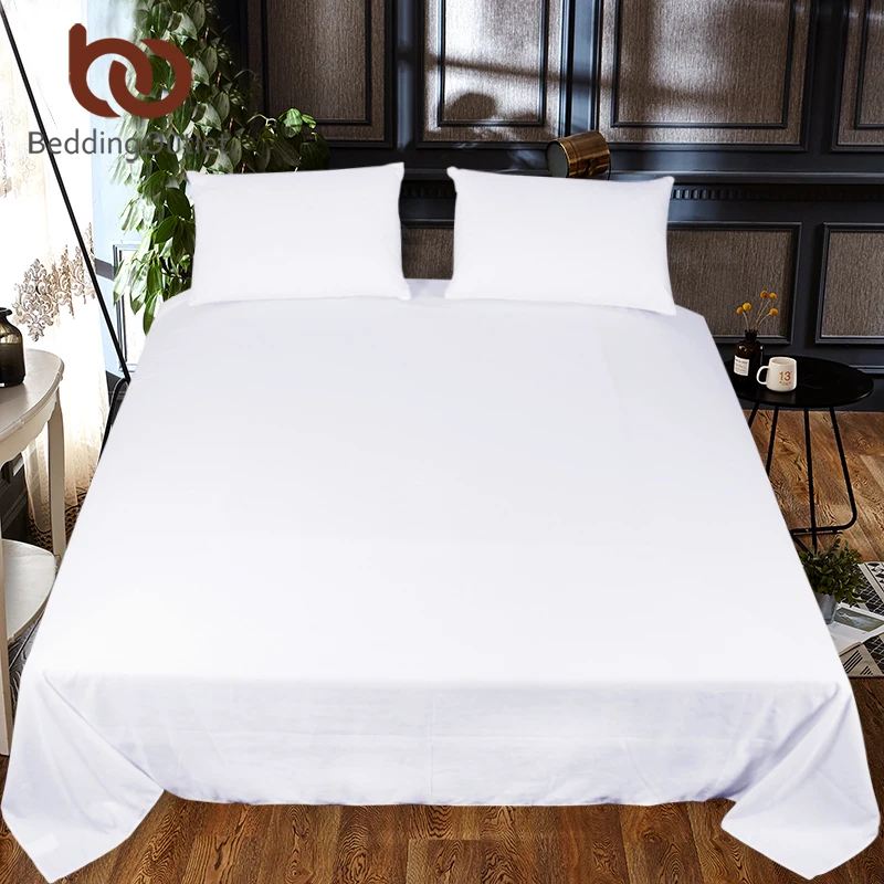 BeddingOutlet Solid Color Bed Sheet One Piece White Black Red Flat Sheet Microfiber Soft Bedding Bedspreads Twin Full Queen King